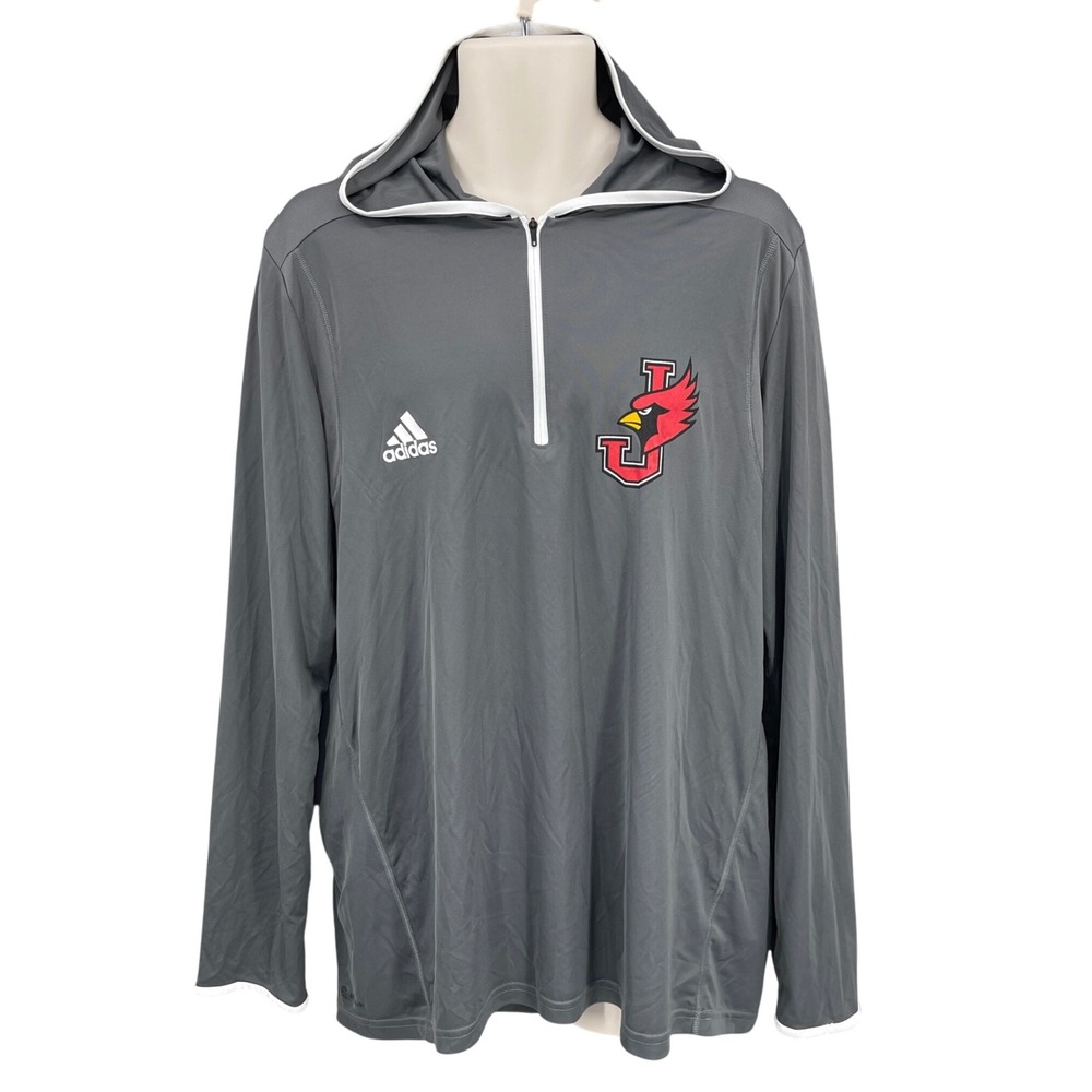 Adidas Louisville Cardinals Hoodie Men L Gray Lightweight Gym Performance Sports